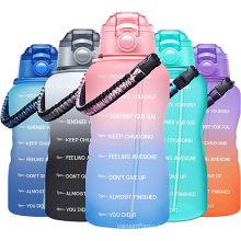 Hot Seling Half Gallon Plastic Jug 64oz Custom Sustainable Tumbler  Motivational Gradient Water Bottle with Paracord Handle